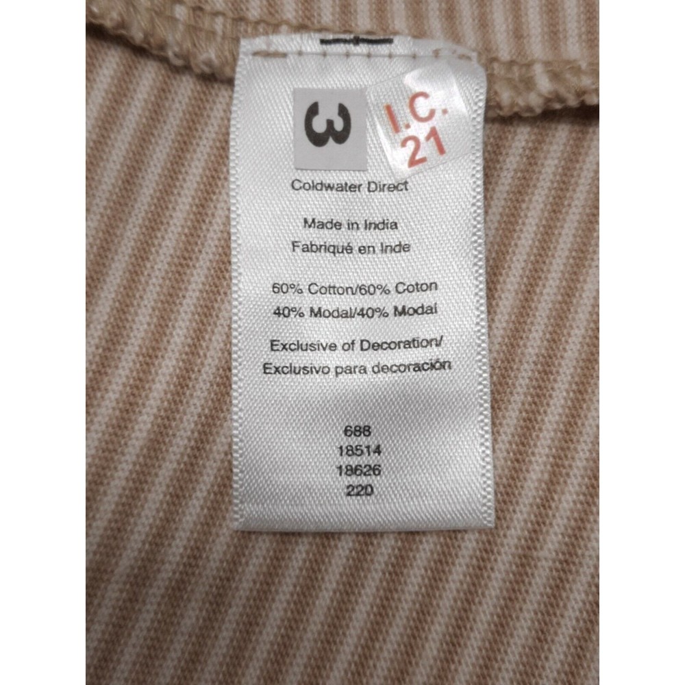 Coldwater Creek Women's Petite size M Fresca Striped 3/4 Sleeve Top Tan $70 NEW - Picture 5 of 7